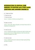 INTRODUCTION TO CRITICAL CARE&NewLine;NURSING 7TH EDITION 2026 STUDY GUIDE&NewLine;QUESTIONS AND ANSWERS GRADED A&plus;