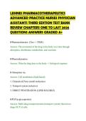 LEHNES PHARMACOTHERAPEUTICS&NewLine;ADVANCED PRACTICE NURSES PHYSICIAN&NewLine;ASSISTANTS THIRD EDITION TEST BANK&NewLine;REVIEW CHAPTERS ONE TO LAST 2026&NewLine;QUESTIONS ANSWERS GRADED A&plus;&NewLine;