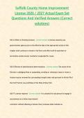 Suffolk County Home Improvement License 2026 &sol; 2027 Actual Exam Set Questions And Verified Answers &lpar;Correct solutions&rpar;&NewLine;&NewLine;