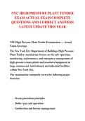 NYC HIGH PRESSURE PLANT TENDER &NewLine;EXAM ACTUAL EXAM COMPLETE &NewLine;QUESTIONS AND CORRECT ANSWERS &NewLine;LATEST UPDATE THIS YEAR