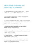 LADOTD Highway Plan Reading I Exam Questions With Correct Answers
