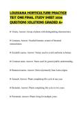 LOUISIANA HORTICULTURE PRACTICE&NewLine;TEST ONE FINAL STUDY SHEET 2026&NewLine;QUESTIONS SOLUTIONS GRADED A&plus;