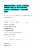 NURS 5434 FINAL CERTIFICATION TEST&NewLine;PAPER COMPLETE QUESTIONS AND&NewLine;CORRECT ANSWERS FULL SOLUTION&NewLine;GUIDE