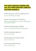 NYC FOOD HANDLERS TRAINING QUIZ&NewLine;2026 TEST PAPER QUESTIONS COMPLETE&NewLine;SOLUTIONS GRADED A&plus;