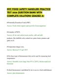 NYC FOOD SAFETY HANDLERS PRACTICE&NewLine;TEST 2026 QUESTION BANK WITH&NewLine;COMPLETE SOLUTIONS GRADED A&plus;