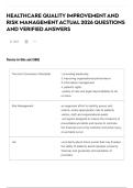 HEALTHCARE QUALITY IMPROVEMENT AND RISK MANAGEMENT ACTUAL 2026 QUESTIONS AND VERIFIED ANSWERS