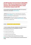 ATI RN Nutrition Proctored Exam 2025 &lpar;NGN&rpar; Review &vert; 200 Practice Questions & Verified Answers with Detailed Rationales &vert; Latest ATI Nutrition Study Guide PDF