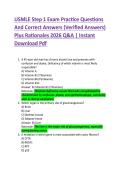 USMLE Step 1 Exam Practice Questions &NewLine;And Correct Answers &lpar;Verified Answers&rpar; &NewLine;Plus Rationales 2026 Q&A &vert; Instant &NewLine;Download Pdf 