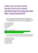 USMLE Step 2 CK Exam Practice &NewLine;Questions And Correct Answers &NewLine;&lpar;Verified Answers&rpar; Plus Rationales 2026 &NewLine;Q&A &vert; Instant Download Pdf