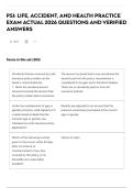 PSI&colon; LIFE&comma; ACCIDENT&comma; AND HEALTH PRACTICE EXAM ACTUAL 2026 QUESTIONS AND VERIFIED ANSWERS