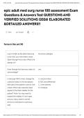 epic adult med surg nurse 100 assessment Exam Questions & Answers Test QUESTIONS AND VERIFIED SOLUTIONS &vert;2026&vert; ELABORATED &DETAILED ANSWERS&excl;&excl;&NewLine;&NewLine;