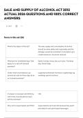 SALE AND SUPPLY OF ALCOHOL ACT 2012 ACTUAL 2026 QUESTIONS AND 100&percnt; CORRECT ANSWERS