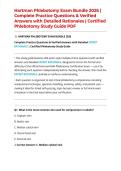 Hartman Phlebotomy Exam Bundle 2026 &vert; Complete Practice Questions & Verified Answers with Detailed Rationales &vert; Certified Phlebotomy Study Guide PDF