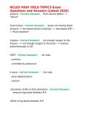 NCLEX HIGH YIELD TOPICS Exam Questions and Answers &lpar;Latest 2026&rpar;