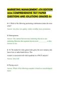 MARKETING MANAGEMENT 4TH EDITION&NewLine;2026 COMPREHENSIVE TEST PAPER&NewLine;QUESTIONS AND SOLUTIONS GRADED A&plus;