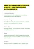 MARKETING MANAGEMENT 4TH EDITION&NewLine;2026 STUDY GUIDE QUESTIONS AND&NewLine;ANSWERS GRADED A&plus;