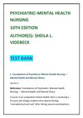 Psychiatric Mental Health Nursing 10th Edition Test Bank &vert; Videbeck Psych Nursing Practice Questions NCLEX &vert; Mental Health Nursing MCQs with Answers Study Guide