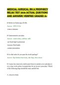 MEDICAL-SURGICAL RN A PROPHECY&NewLine;RELIAS TEST 2026 ACTUAL QUESTIONS&NewLine;AND ANSWERS VERIFIED GRADED A&plus;