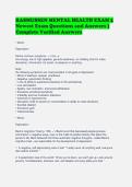 RASMUSSEN MENTAL HEALTH EXAM 2&NewLine;Newest Exam Questions and Answers &vert;&NewLine;Complete Verified Answers