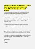 Rasmussen Mental Health Exams 1 & 2 Package Deal 2026&sol;2027 &vert; Complete Questions and Answers Bundle &vert; Grade A&plus;