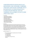 CERTIFIED BENCH JEWELER EXAM &ndash; &NewLine;QUESTIONS AND ANSWERS &vert; VERIFIED &NewLine;AND WELL DETAILED ANSWERS &vert; PLUS &NewLine;RATIONALES &vert; GUARANTEED PASS &vert; &NewLine;LATEST EXAM UPDATE &vert; STUVIA &NewLine;VERIFIED &vert; EXAM PREP &vert; STUDY GUIDE &NewLine;&vert; PRACTICE TEST 