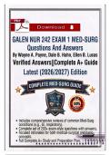 Galen NUR 242 Exam 1 Med-Surg &lpar;Latest 2026 &sol; 2027&rpar; &ndash; Complete Test Bank with Verified Q&A &vert; Medical-Surgical Nursing Concepts&NewLine;&NewLine;