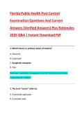 Florida Public Health Pest Control &NewLine;Examination Questions And Correct &NewLine;Answers &lpar;Verified Answers&rpar; Plus Rationales &NewLine;2026 Q&A &vert; Instant Download Pdf