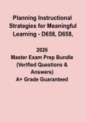 WGU D658 Planning Instructional Strategies for Meaningful Learning PDF &vert; Study Guide & Revision Notes