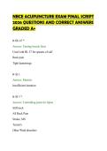 NBCE ACUPUNCTURE EXAM FINAL SCRIPT&NewLine;2026 QUESTIONS AND CORRECT ANSWERS&NewLine;GRADED A&plus;