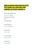 NBCE ACUPUNCTURE EXAM PRACTICE&NewLine;TEST PAPER 2026 QUESTIONS AND&NewLine;VERIFIED SOLUTIONS GRADED A&plus;