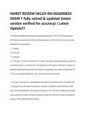 HURST REVIEW NCLEX-RN READINESS &NewLine;EXAM 1 fully solved & updated &lpar;latest &NewLine;version verified for accuracy&rpar; &vert; Latest &NewLine;Update&excl;&excl;&excl; 