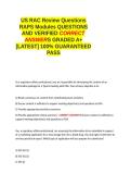 US RAC Review RAPS Modules QUESTIONS AND VERIFIED CORRECT ANSWERS GRADED A&plus; -LATEST 2026-2027- 100- GUARANTEED PASS&period;docx&NewLine;&NewLine;