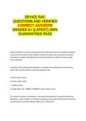 DEVICE RAC QUESTIONS AND VERIFIED CORRECT ANSWERS GRADED A&plus; -LATEST 2026-2027- 100- GUARANTEED PASS&period;docx&NewLine;&NewLine;