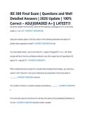 IEE 380 Final Exam &vert; Questions and Well &NewLine;Detailed Answers &vert; 2026 Update &vert; 100&percnt; &NewLine;Correct &ndash; ASU&vert;&vert;GRADED A&plus;&vert;&vert; LATEST&excl;&excl;&excl; 