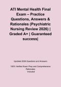 ATI Mental Health Final Exam &ndash; Practice Questions&comma; Answers & Rationales &lpar;Psychiatric Nursing Review 2026&rpar;