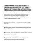 LEHNINGER PRINCIPLES OF BIOCHEMISTRY&NewLine;DAVID REVISION HANDBOOK 2026 ENERGY&NewLine;METABOLISM AND BIOCHEMICAL REACTIONS