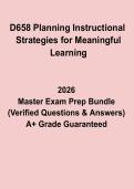 WGU D658 Planning Instructional Strategies for Meaningful Learning PDF &vert; Study Guide & Revision Notes