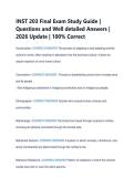 INST 203 Final Exam Study Guide &vert; &NewLine;Questions and Well detailed Answers &vert; &NewLine;2026 Update &vert; 100&percnt; Correct 
