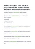 Primary FiTour Aqua Exam &lpar;UPDATED &NewLine;2026&rpar; Questions and Answers &lpar;Verified &NewLine;Answers&rpar; &lpar;Latest Update 2026&rpar; UPDATE&excl;&excl; 