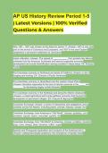 AP US History Review Period 1-5&NewLine;&vert; Latest Versions &vert; 100&percnt; Verified&NewLine;Questions & Answers