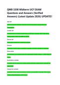 QMB 3200 Midterm UCF EXAM &NewLine;Questions and Answers &lpar;Verified &NewLine;Answers&rpar; &lpar;Latest Update 2026&rpar; UPDATE&excl;&excl;