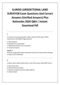 ILLINOIS JURISDICTIONAL LAND SURVEYOR Exam Questions And Correct Answers &lpar;Verified Answers&rpar; Plus Rationales 2026 Q&A &vert; Instant Download Pdf