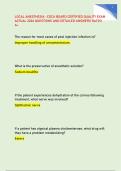 LOCAL ANESTHESIA -CDCA BOARD CERTIFIED QUALITY EXAM &NewLine;ACTUAL 2026 QUESTIONS AND DETAILED ANSWERS RATED &NewLine;A&plus;