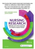 TEST BANK FOR Nursing Research&colon; Methods and Critical Appraisal for Evidence-Based Practice 9th Edition by Geri LoBiondo-Wood & Judith Haber&vert;&vert; ISBN&colon; 978-0323431316 &vert;&vert; ALL CHAPTERS COVERED &vert;&vert; LATEST &vert;&vert; A&plus; ASSURED &vert;&vert;