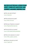 MASTER ELECTRICIAN LICENSE EXAM&NewLine;SCRIPT COMPLETE QUESTIONS AND&NewLine;CORRECT ANSWERS VERIFIED PASS