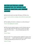 MASTER ELECTRICIAN LICENSE&NewLine;EXAMINATION TEST REVIEW PACK&NewLine;BUNDLED QUESTIONS AND VERIFIED&NewLine;ANSWERS&NewLine;