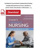 Test Bank for Craven & Hirnle's Fundamentals of Nursing&colon;   &NewLine;Concepts and Competencies for Practice&comma; 10th Edition by    &NewLine;Christine Henshaw&comma; Renee Rassilyer&comma; Verified Chapters 1 &ndash; 43 &NewLine;