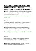 MATERNITY HESI TEST BANK 2026&NewLine;CLINICAL SCRIPT SOLVED&NewLine;QUESTIONS VERIFIED ANSWERS A&plus;&NewLine;