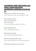 MATERNITY HESI TEST BANK 2026&NewLine;FINAL PAPER PRACTICE&NewLine;QUESTIONS ANSWERS ACCURATE&NewLine;A&plus;&NewLine;