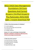 WGU D426 Data Management &NewLine;Foundations OA Exam &NewLine;Questions And Correct &NewLine;Answers &lpar;Verified Answers&rpar; &NewLine;Plus Rationales 2025&sol;2026 &NewLine;Q&A &vert; Instant Download Pdf 